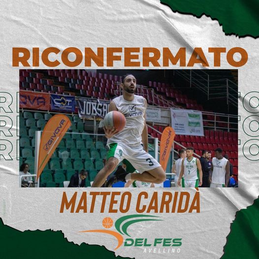 Ufficiale: Matteo Caridà giocherà con la canotta della Del Fes Avellino anche nella prossima stagione