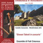 Montefredane, domenica 6 settembre alle ore 19 presso il Castello Caracciolo in scena “Giovani Talenti in concerto”, protagonista l’Ensemble di Fiati del Cimarosa